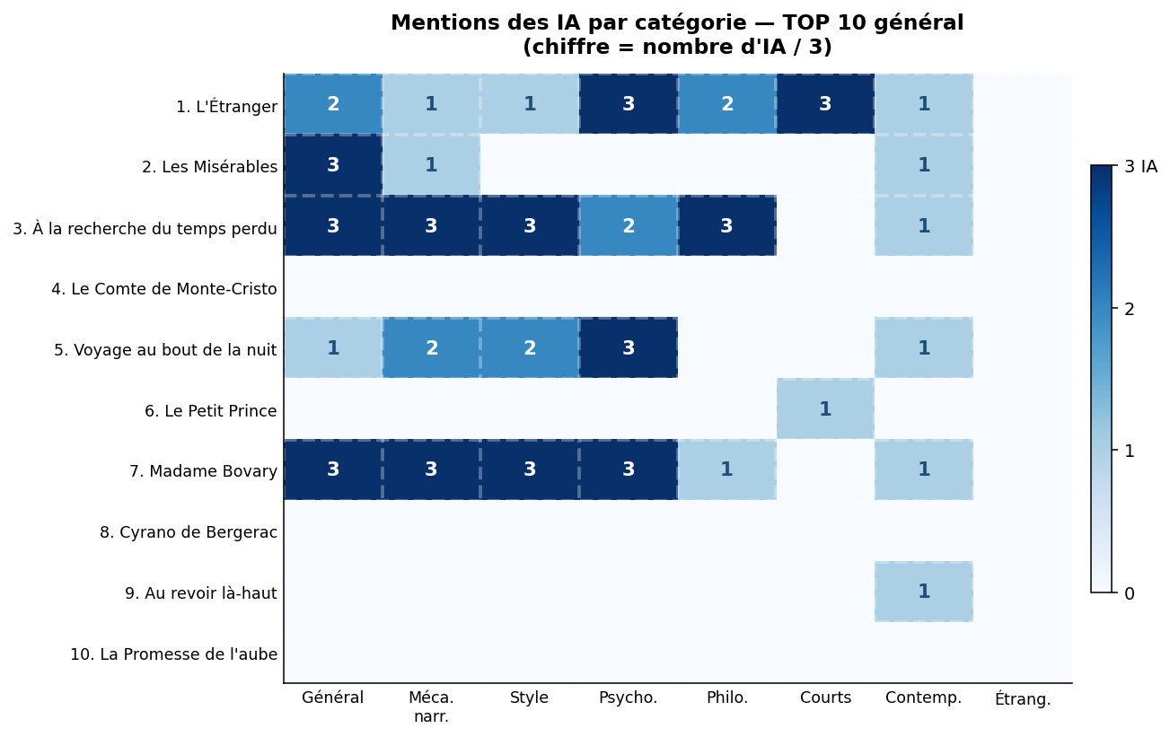 Mentions IA par catégorie — TOP 10 général